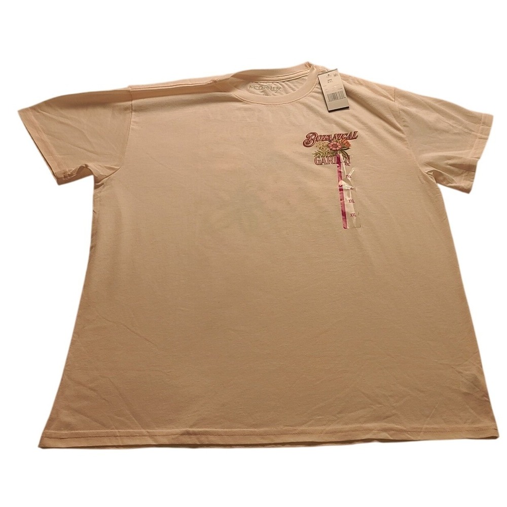 Modern Lux Botanical Garden Graphic Men's Tee Light Pink XXL Short sleeve NWT